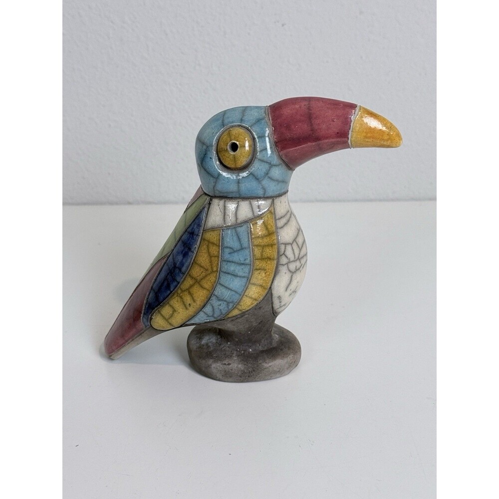 Colorful 6" Fenix Raku Pottery Toucan Figurine South Africa